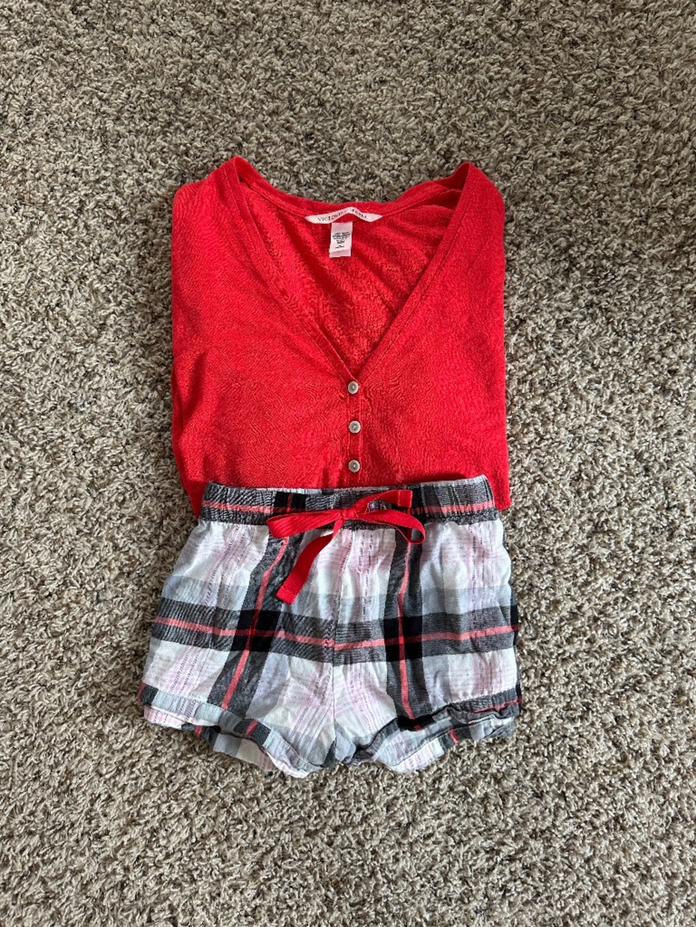 Victoria’s Secret Red & Plaid Pajama Set – Size M